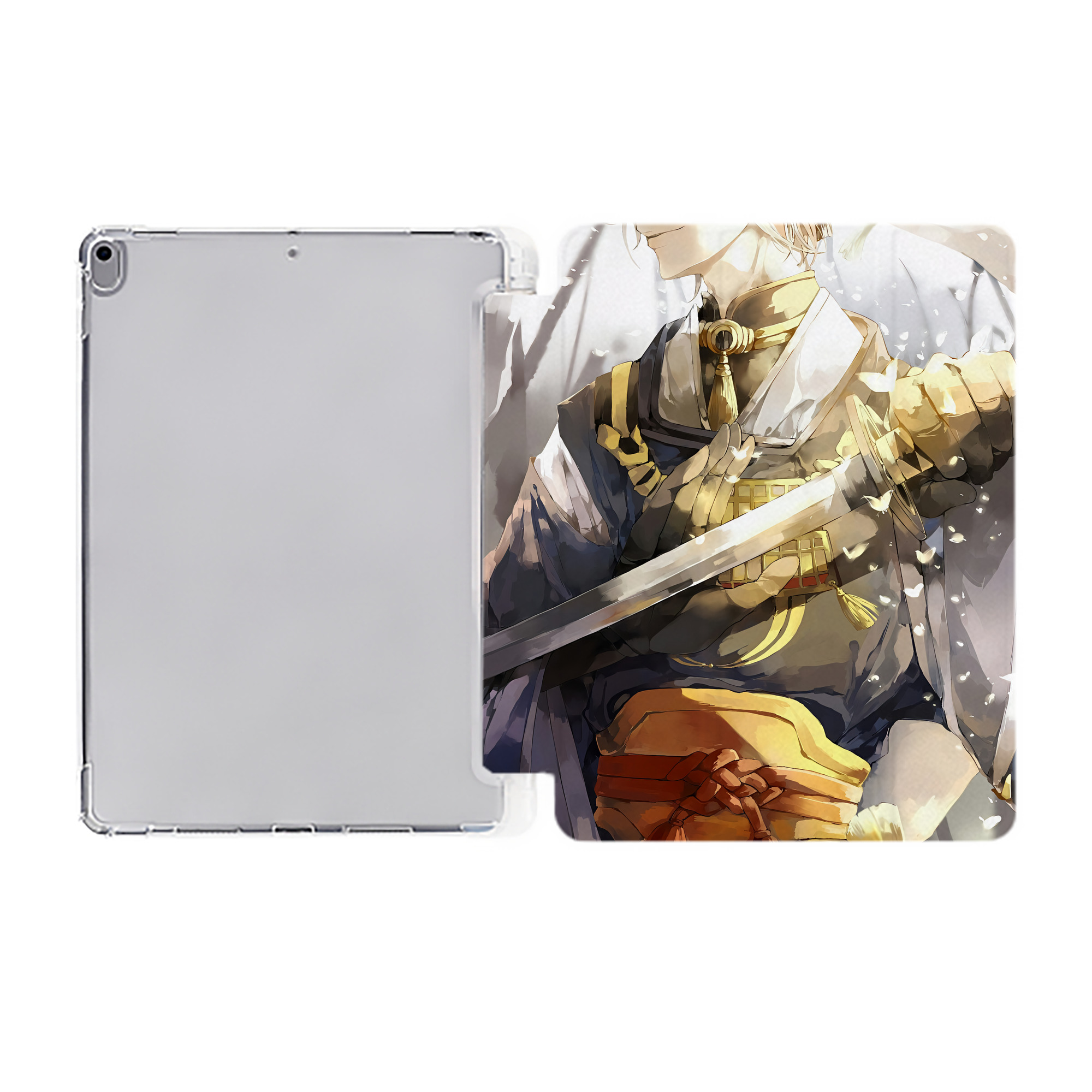 （画像用） 刀剣乱舞 Touken Ranbu IPad ケース ペン収納付き 三つ折りスタンド PUレザー×シリコン 対応機種9.5/10.5/10.9インチ
